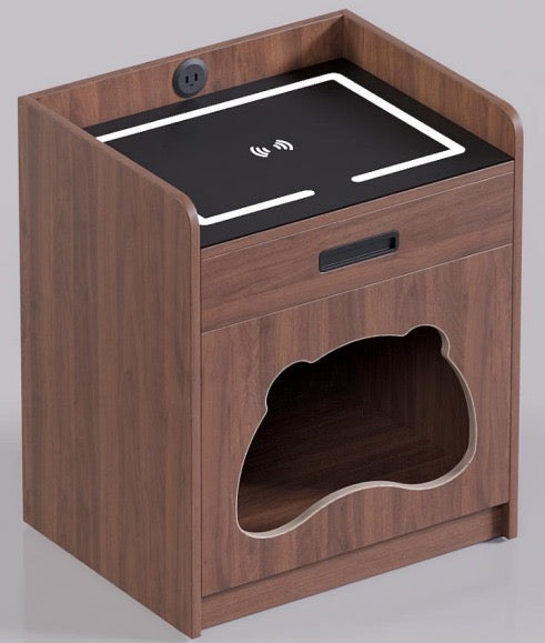 Cat Litter Box Nightstand with Wireless Charging