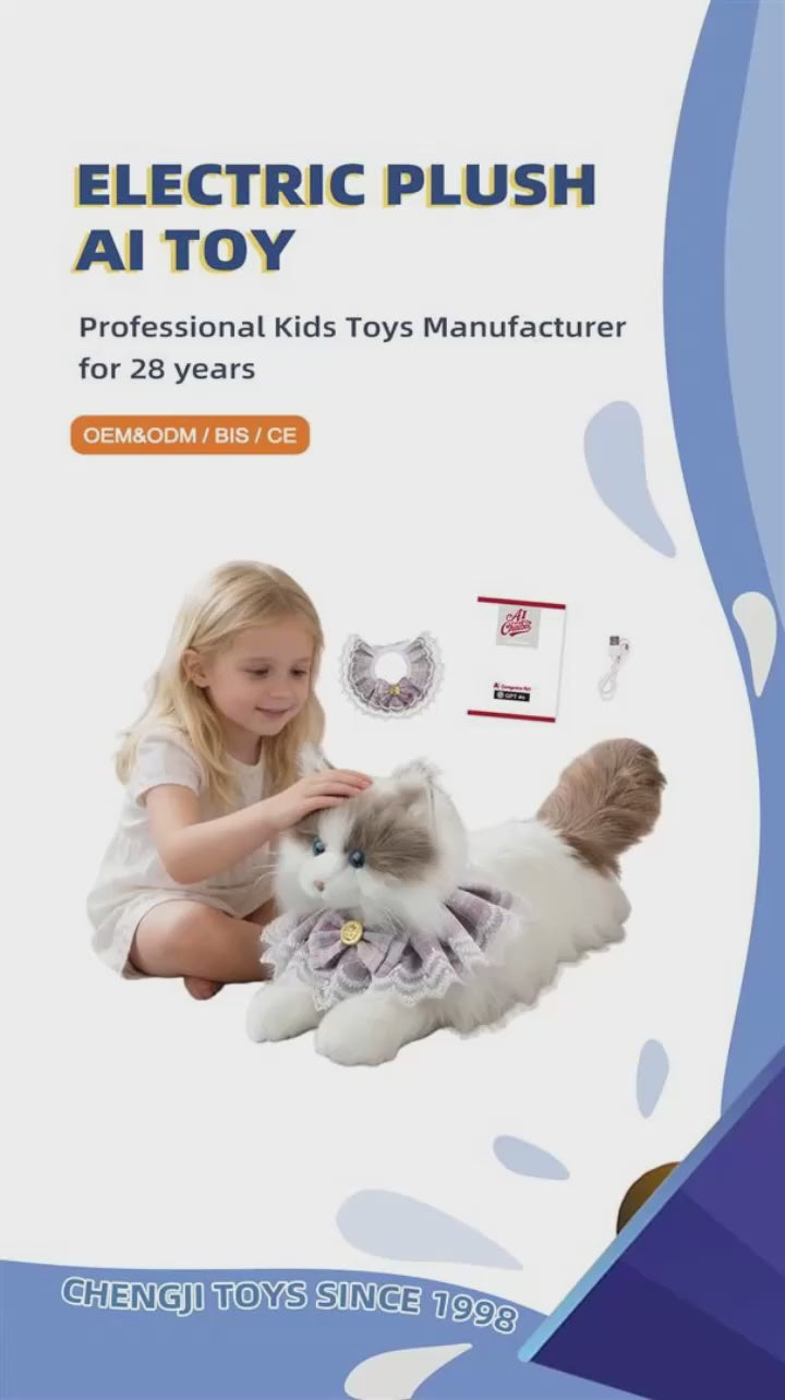Realistic Plush Electric Cuddle Cat Toy Multi Functional Call Action Demonstration Ai Interactive Smart Cat Toy