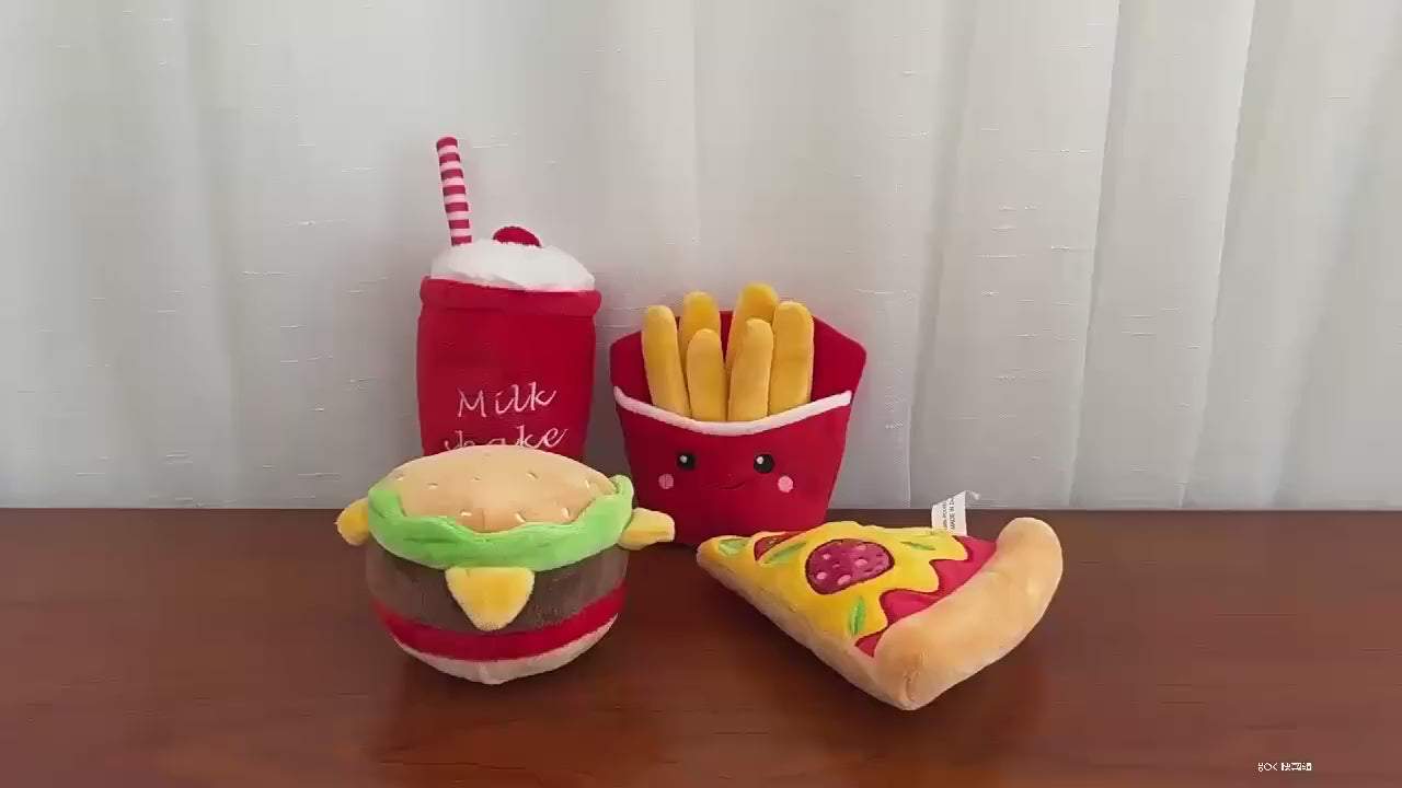 Custom Fast Food Lunch Pack Designer Stuffed Plush Pet Toy Squeaky Dog Toys for Pet